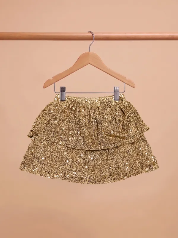 Jupe dorée paillette — 6 ans · Bébé et enfant, dressing du studio de Julie Dugardin Photographe