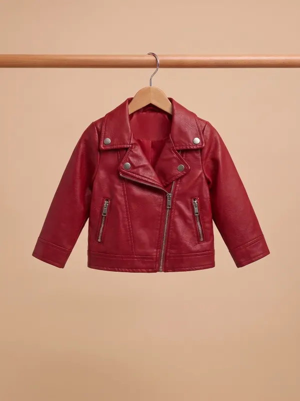 Veste cuire rouge — 3-6 mois · Bébé et enfant, dressing du studio de Julie Dugardin Photographe